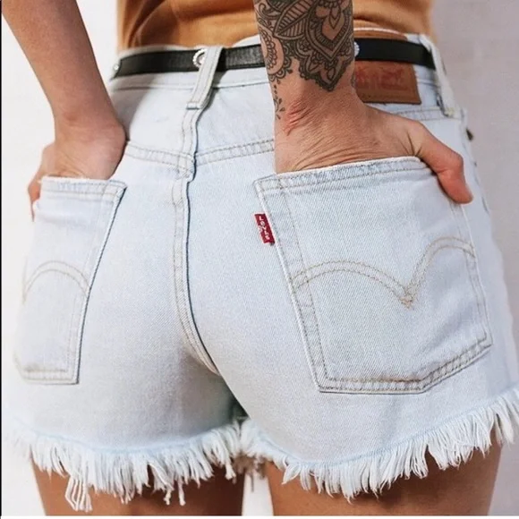 Levi's Shorts Levis High Rise Wedgie Fit Fray Hem Jean Shorts